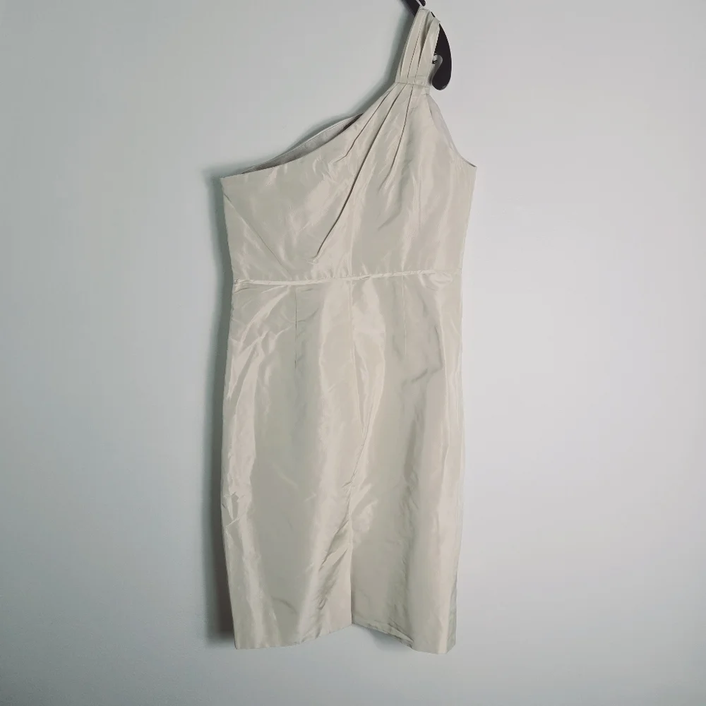 J. Crew Silk Lucienne One Shoulder Midi Cream  Dress